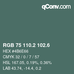 カラーコード: RGB 75 110.2 102.6 | qconv.com