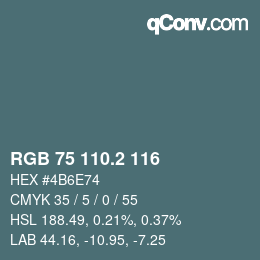 カラーコード: RGB 75 110.2 116 | qconv.com