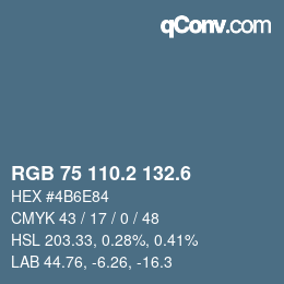 カラーコード: RGB 75 110.2 132.6 | qconv.com