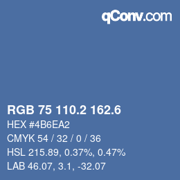 カラーコード: RGB 75 110.2 162.6 | qconv.com