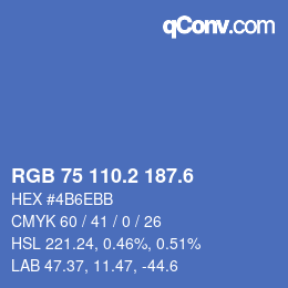 カラーコード: RGB 75 110.2 187.6 | qconv.com