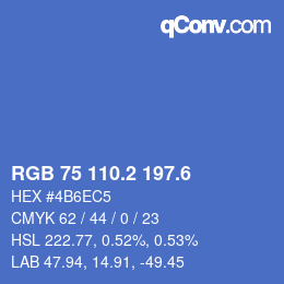 カラーコード: RGB 75 110.2 197.6 | qconv.com