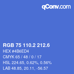 カラーコード: RGB 75 110.2 212.6 | qconv.com