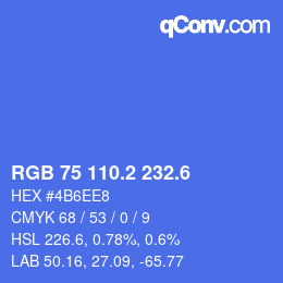 カラーコード: RGB 75 110.2 232.6 | qconv.com