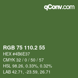 カラーコード: RGB 75 110.2 55 | qconv.com