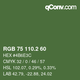 カラーコード: RGB 75 110.2 60 | qconv.com