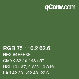 カラーコード: RGB 75 110.2 62.6 | qconv.com