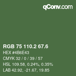 カラーコード: RGB 75 110.2 67.6 | qconv.com
