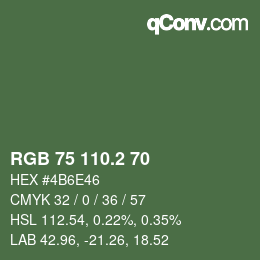 カラーコード: RGB 75 110.2 70 | qconv.com