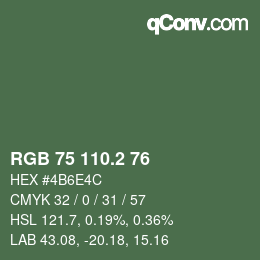 カラーコード: RGB 75 110.2 76 | qconv.com
