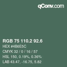 カラーコード: RGB 75 110.2 92.6 | qconv.com