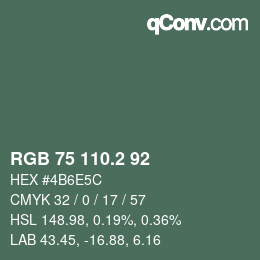 カラーコード: RGB 75 110.2 92 | qconv.com