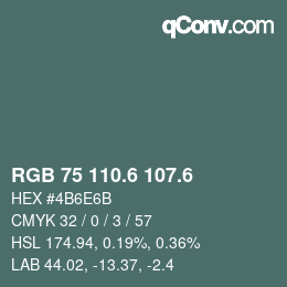 カラーコード: RGB 75 110.6 107.6 | qconv.com