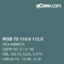 カラーコード: RGB 75 110.6 112.6 | qconv.com