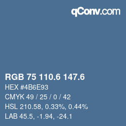 カラーコード: RGB 75 110.6 147.6 | qconv.com