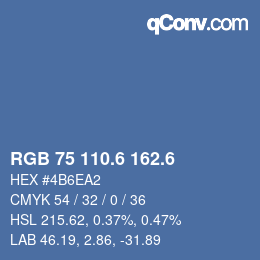 カラーコード: RGB 75 110.6 162.6 | qconv.com