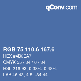 カラーコード: RGB 75 110.6 167.6 | qconv.com