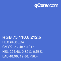 カラーコード: RGB 75 110.6 212.6 | qconv.com
