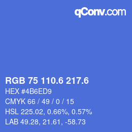 カラーコード: RGB 75 110.6 217.6 | qconv.com