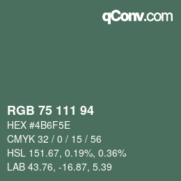 カラーコード: RGB 75 111 94 | qconv.com
