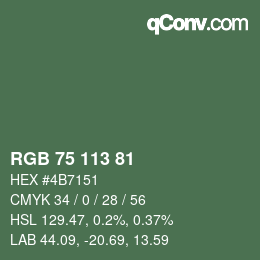 Color code: RGB 75 113 81 | qconv.com