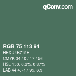 カラーコード: RGB 75 113 94 | qconv.com