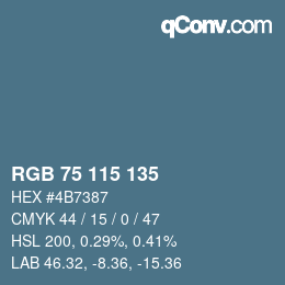 颜色代码: RGB 75 115 135 | qconv.com