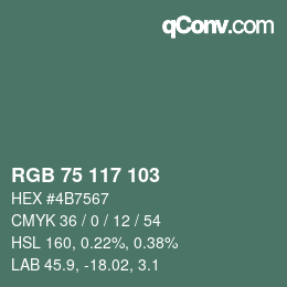 Color code: RGB 75 117 103 | qconv.com