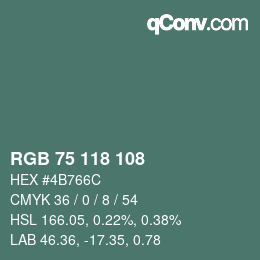 Color code: RGB 75 118 108 | qconv.com