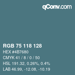 Code couleur: RGB 75 118 128 | qconv.com