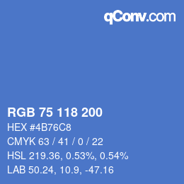 カラーコード: RGB 75 118 200 | qconv.com