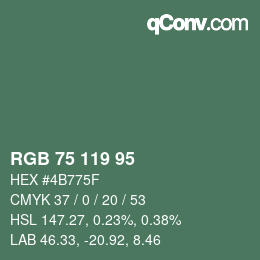 カラーコード: RGB 75 119 95 | qconv.com