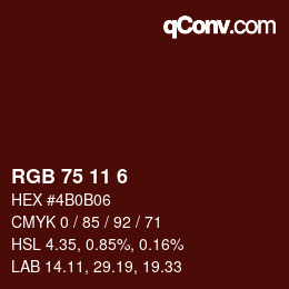 Color code: RGB 75 11 6 | qconv.com