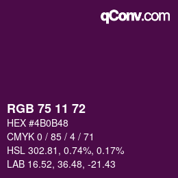 カラーコード: RGB 75 11 72 | qconv.com