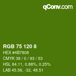 颜色代码: RGB 75 120 8 | qconv.com