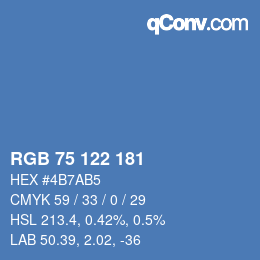 Color code: RGB 75 122 181 | qconv.com