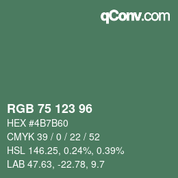 カラーコード: RGB 75 123 96 | qconv.com