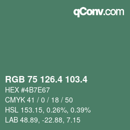 カラーコード: RGB 75 126.4 103.4 | qconv.com