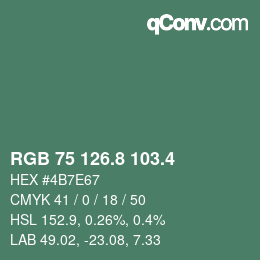 カラーコード: RGB 75 126.8 103.4 | qconv.com