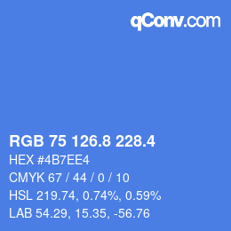 カラーコード: RGB 75 126.8 228.4 | qconv.com