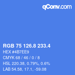 カラーコード: RGB 75 126.8 233.4 | qconv.com
