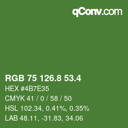 カラーコード: RGB 75 126.8 53.4 | qconv.com