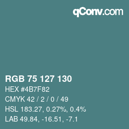 颜色代码: RGB 75 127 130 | qconv.com