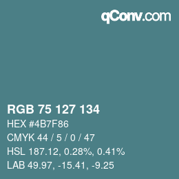 颜色代码: RGB 75 127 134 | qconv.com