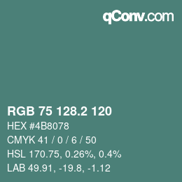 カラーコード: RGB 75 128.2 120 | qconv.com