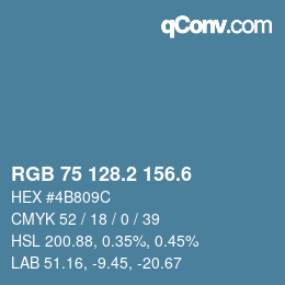 カラーコード: RGB 75 128.2 156.6 | qconv.com