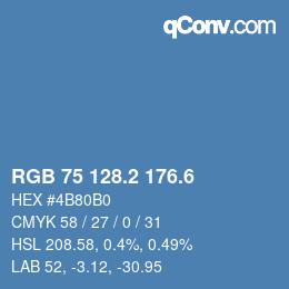 カラーコード: RGB 75 128.2 176.6 | qconv.com
