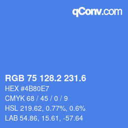 カラーコード: RGB 75 128.2 231.6 | qconv.com