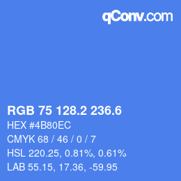 カラーコード: RGB 75 128.2 236.6 | qconv.com