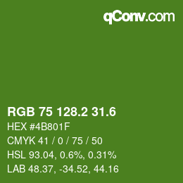 カラーコード: RGB 75 128.2 31.6 | qconv.com